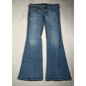 True Religion Joey Bootcut Jeans Womens 32 Denim Twist Seam Flare Wide Y2K USA